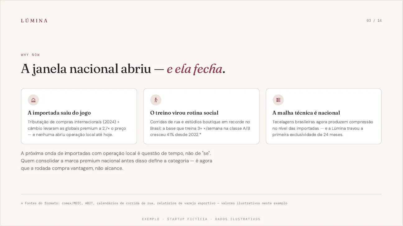 Slide do deck-exemplo Lúmina